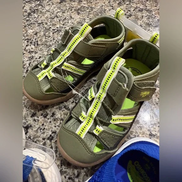 OshKosh Carters Boys Size 8 Shoes - Blue Green Grey Shoes Kids - Picture 6 of 7